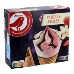 Auchan glace 6 cônes...